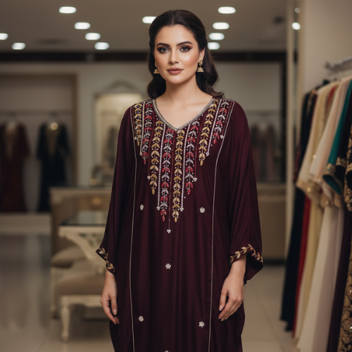 Black Embroidered Kaftan – Luxury Formal Wear