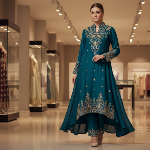 Lavender Elegant Embroidered Women’s Dress