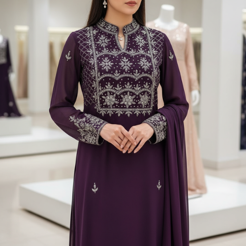 Stone Work Embroidered Women’s Dress