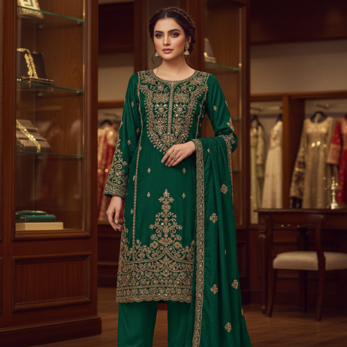 Purple Heavy Embroidered Farasha Dress