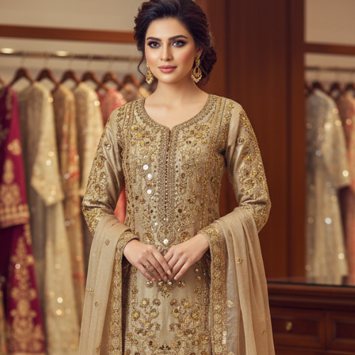 Purple Heavy Embroidered Farasha Dress