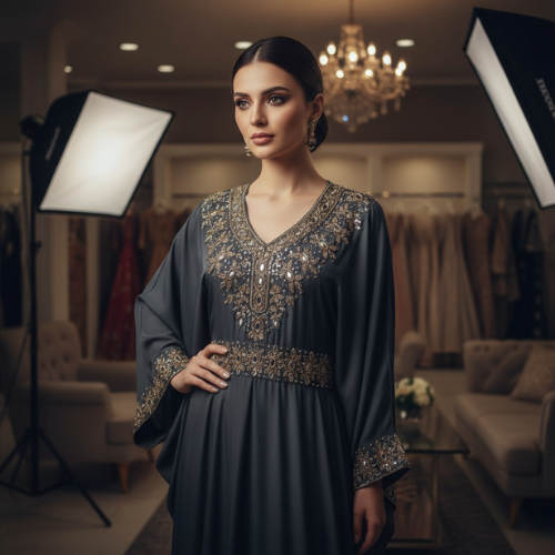 Royal Blue Heavy Embroidered Dress