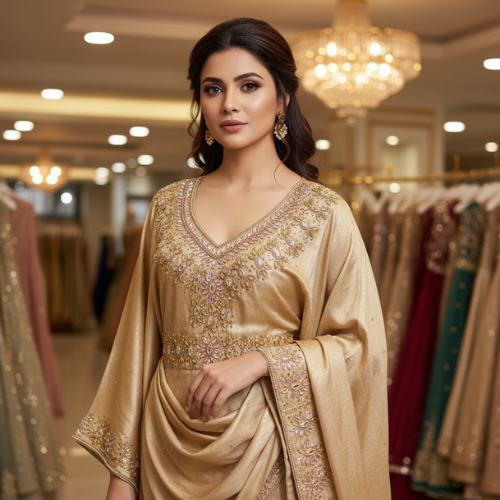 Royal Blue Heavy Embroidered Party Wear Dress