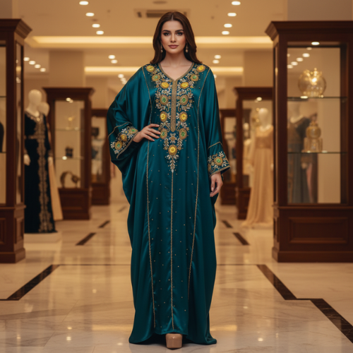 Ivory Embroidered Kaftan Dress