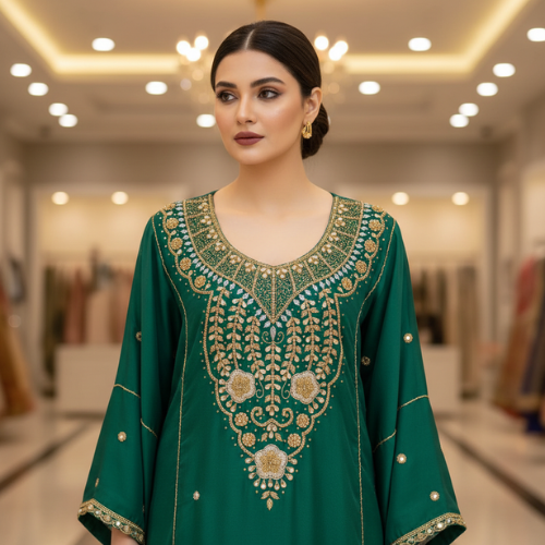 Royal Blue Heavy Embroidered Party Wear Dress detailed embroidery work