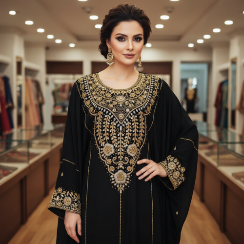 Royal Blue Heavy Embroidered Party Wear Dress front view