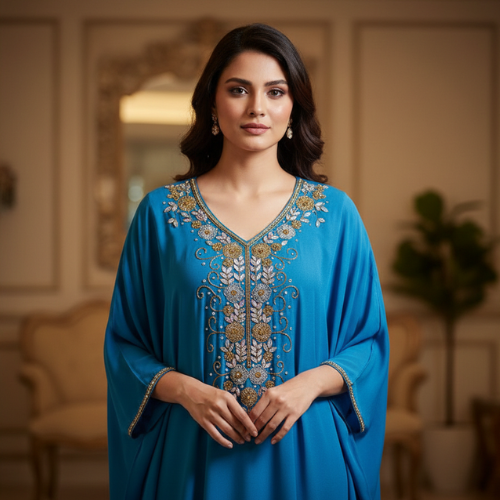 Sky Blue Luxury Embroidered Women’s Dress