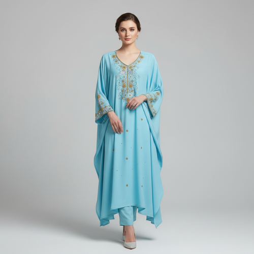 Sky Blue Luxury Embroidered Women’s Dress