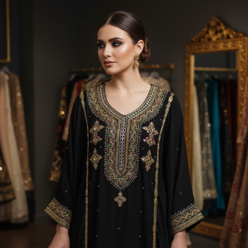 Elegant Off-White Fancy Kurti with Heavy Hand Embroidery