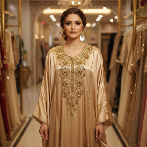 Ivory Embroidered Kaftan Dress