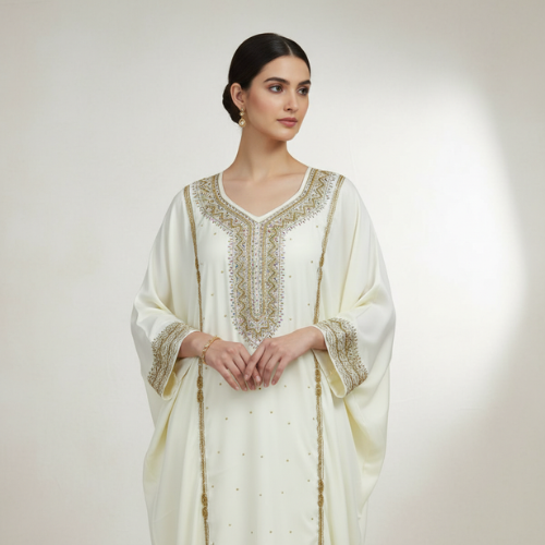 Elegant Off-White Fancy Kurti with Heavy Hand Embroidery